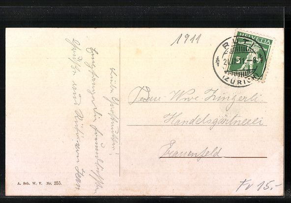 Cartoline postali: AK Rüti, Gesamtansicht, 1911 – Usato da Berlin venduto da bartko-reher 1