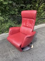 Elektrischer Relaxsessel Leder rot mit Fernbedienung