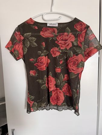 Olsen Collection Damen Mesh Top Rosenprint Grösse 40