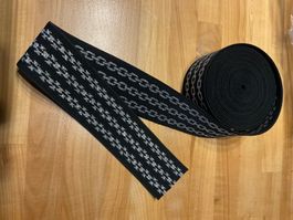 Gummiband Textilband Schwarz-Silber 5 Meter lang
