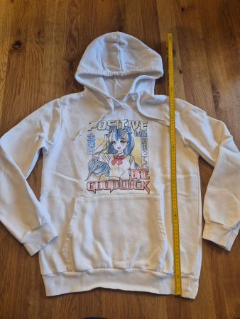 Weisser Anime Hoodie mit Print Grösse ca. 158cm