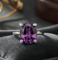 Silber 925 Amethyst-Zirkonia Ring - Neu