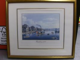 Zürich um 1875 Lithografie coloriert Holzrahmen goldig 26 x