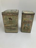 Deux boîtes en métal anciennes, décoration suisse