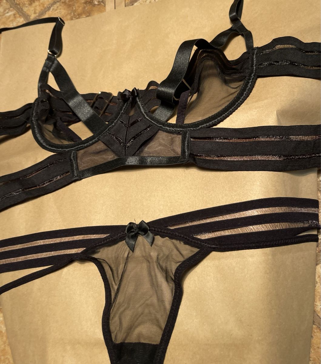 Altra biancheria intima: Completo intimo nero, trasparente e seducente. M/L-Nuovo! – Nuovo e nell'imballaggio originale da Locarno venduto da Fixed8 7