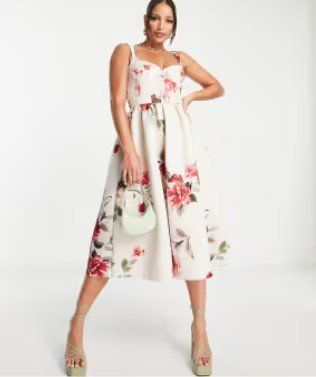 ASOS DESIGN Tall corset seamed midi prom dress