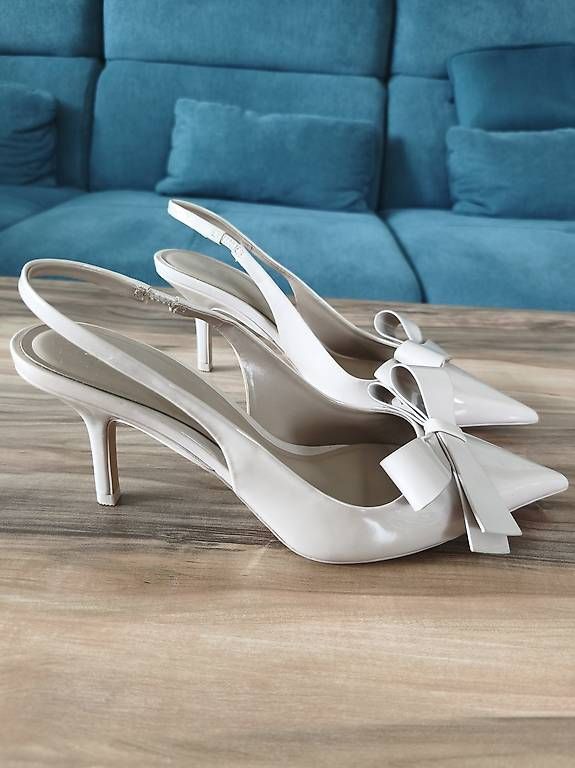 Scarpe da donna: High-Heels Slingback Shoes with Bow Beige – Nuovo e nell'imballaggio originale da Kaisten venduto da lys_zzy8 1