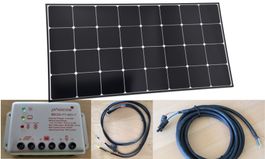 Solarmodul 12V 120W mit Laderegler 12/24V 20A und Kabeln