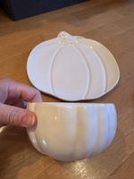 Kürbis Teller und Schale weiss 