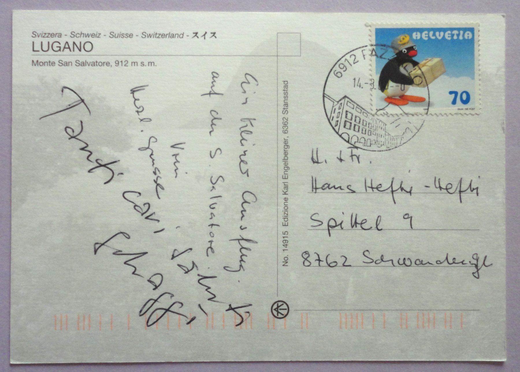 Cartoline postali: Lugano, Monte San Salvatore – Usato da Fétigny venduto da Billy2miny 1
