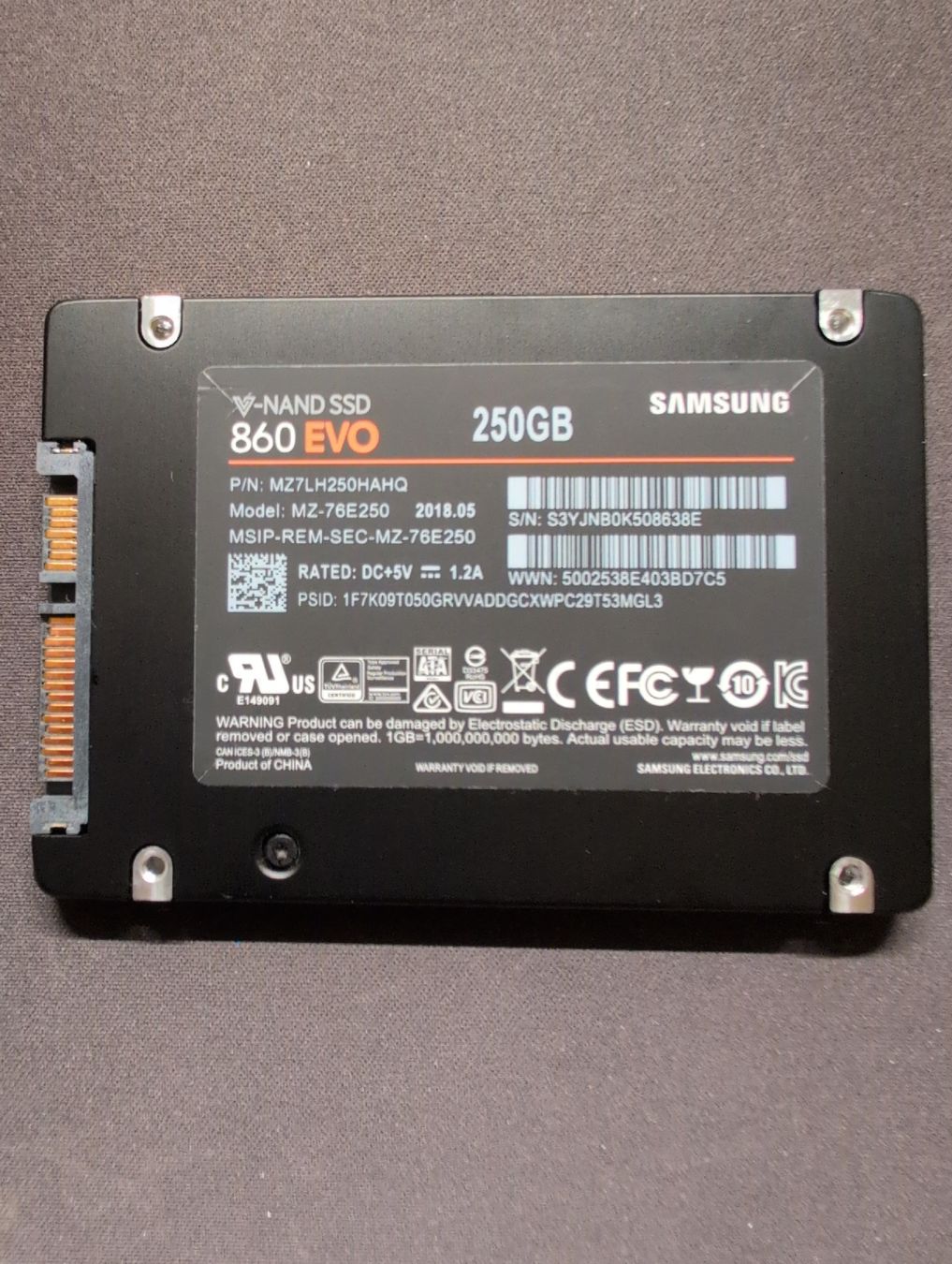 Samsung Speicherkarten: Samsung SSD 860 EVO 250GB – Gebraucht aus Biel/Bienne von Niwatori 1