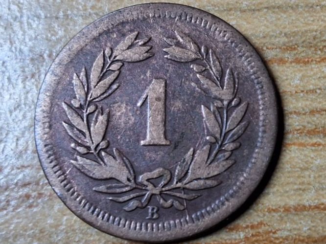 Alle Münzen: 1 Rappen 1857 – Gebraucht aus Münchenstein von purbach1 7