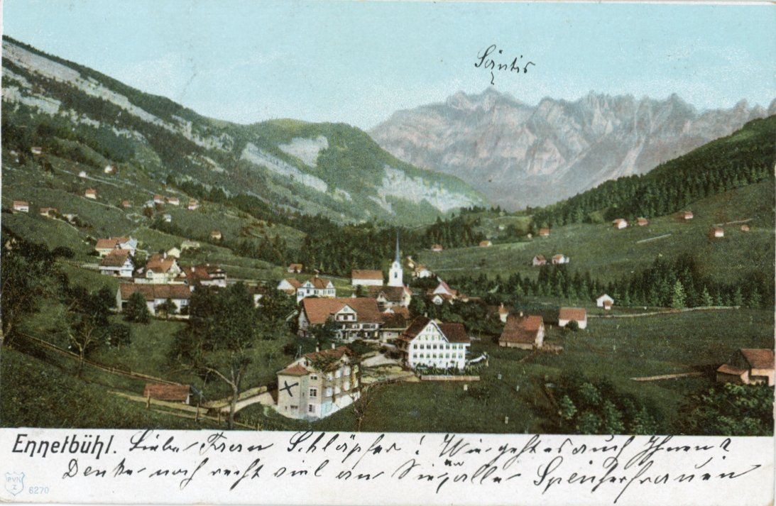Cartoline postali: Ennetbühl  SG  bei Nesslau       um 1908 – Usato da Brig venduto da Valcards54