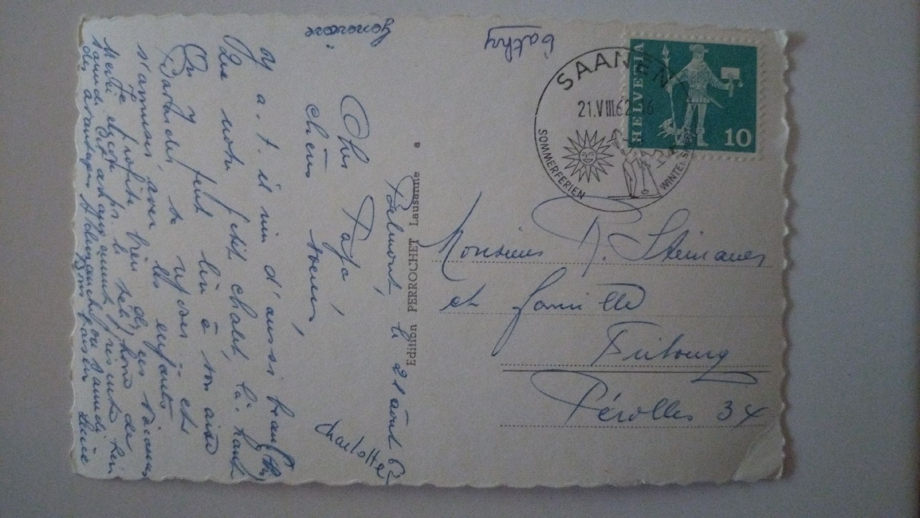 Cartoline postali: Saanen Blick von Gstaad 1962 – Usato da Farvagny-le-Grand venduto da LaCaverne 1