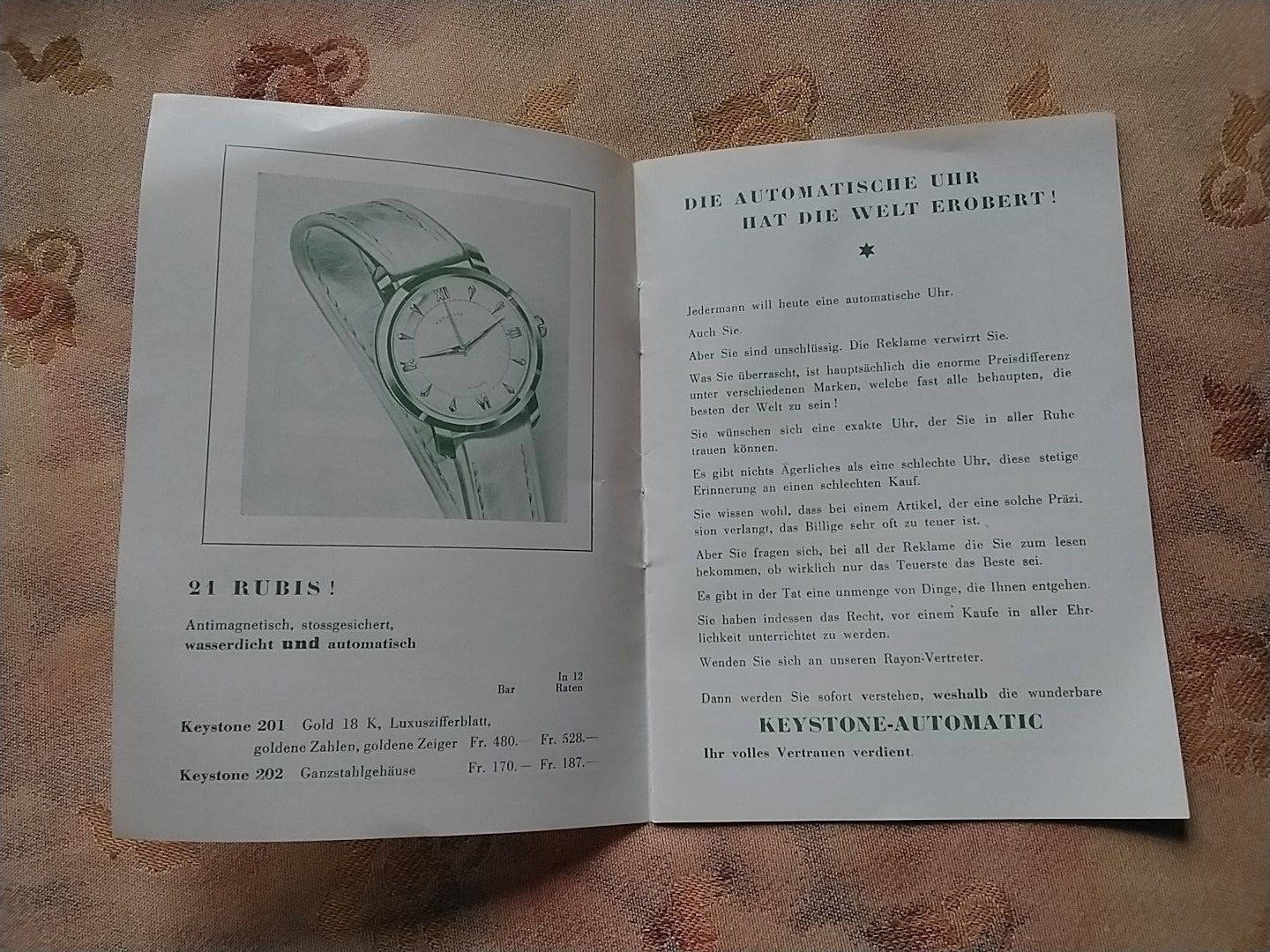 Documenti: Keystone Automatic Uhr Broschüre,  Vintage – Usato da Biel/Bienne venduto da taki25 1