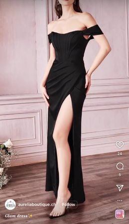 Elegantes schwarzes Abendkleid mit Korsett/Corsage Top