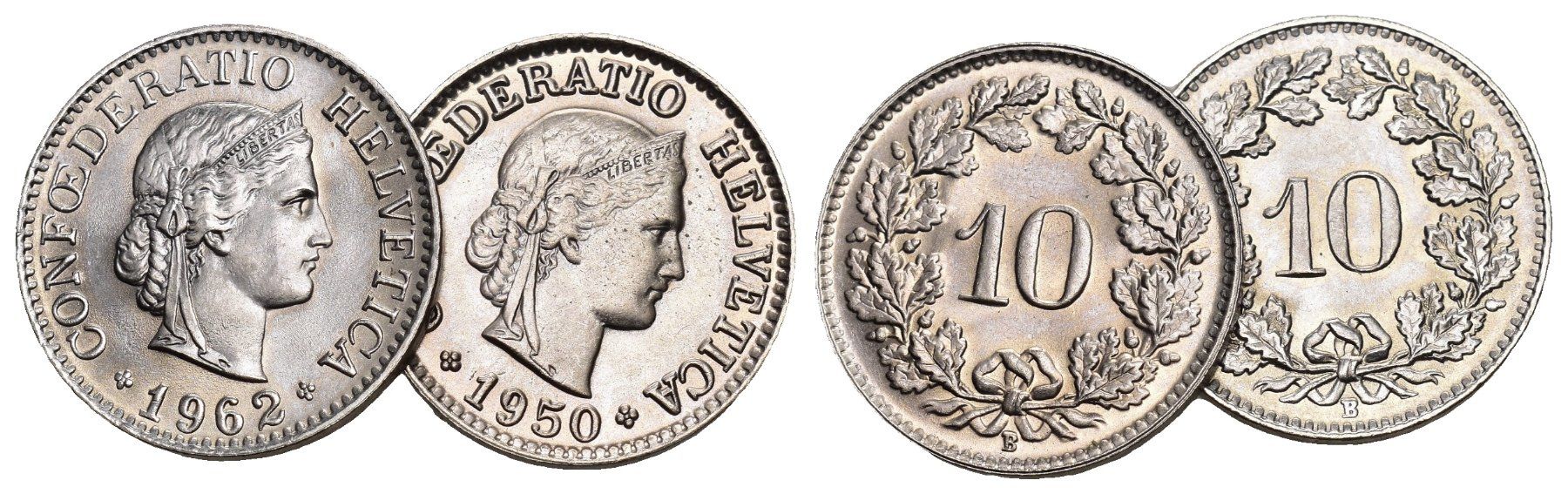 Alle Münzen: Schweiz 1950+1962 – Gebraucht aus Bern von numismatictops