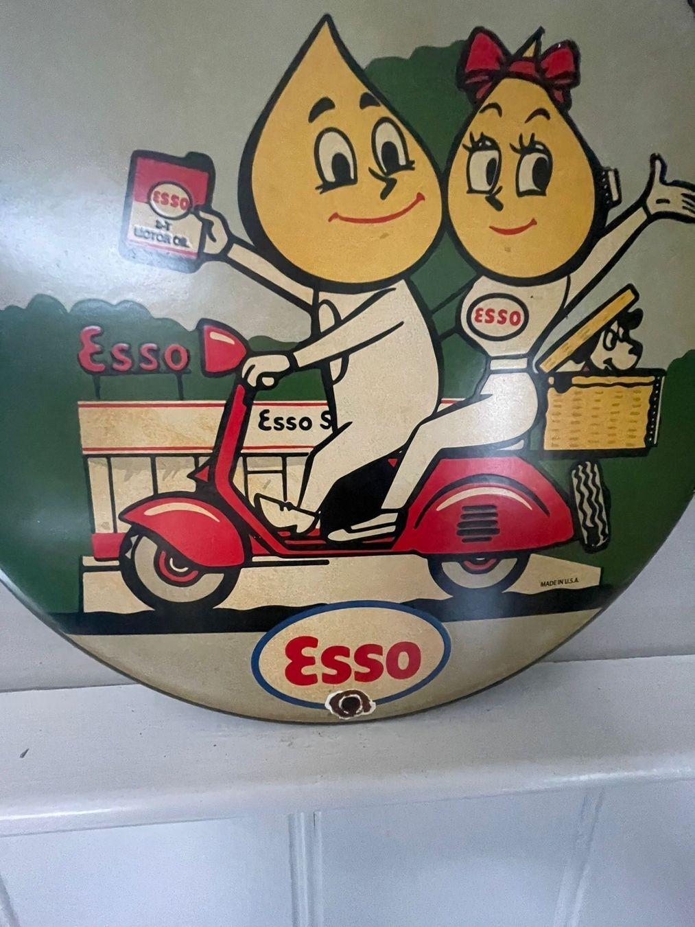 Esso Insegne: Emaille Werbeschild Esso 30cm rund – Usato da Wallenwil venduto da Md111 1
