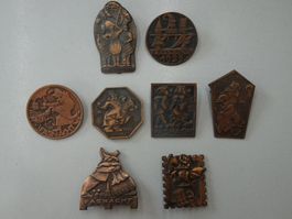 8 Basler Fasnacht Plakette antik Abzeichen 1922, 23 etc.