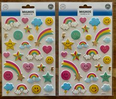 2x Puffy Sticker Smileys / Regenbogen