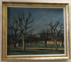 Ölgemälde Ernest Bohlens 1944 Rheinebene Bild Öl Gemälde