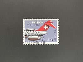1981 50 Jahre SWISSAIR 110Rp #653 Eck-ʘ Zürich 37