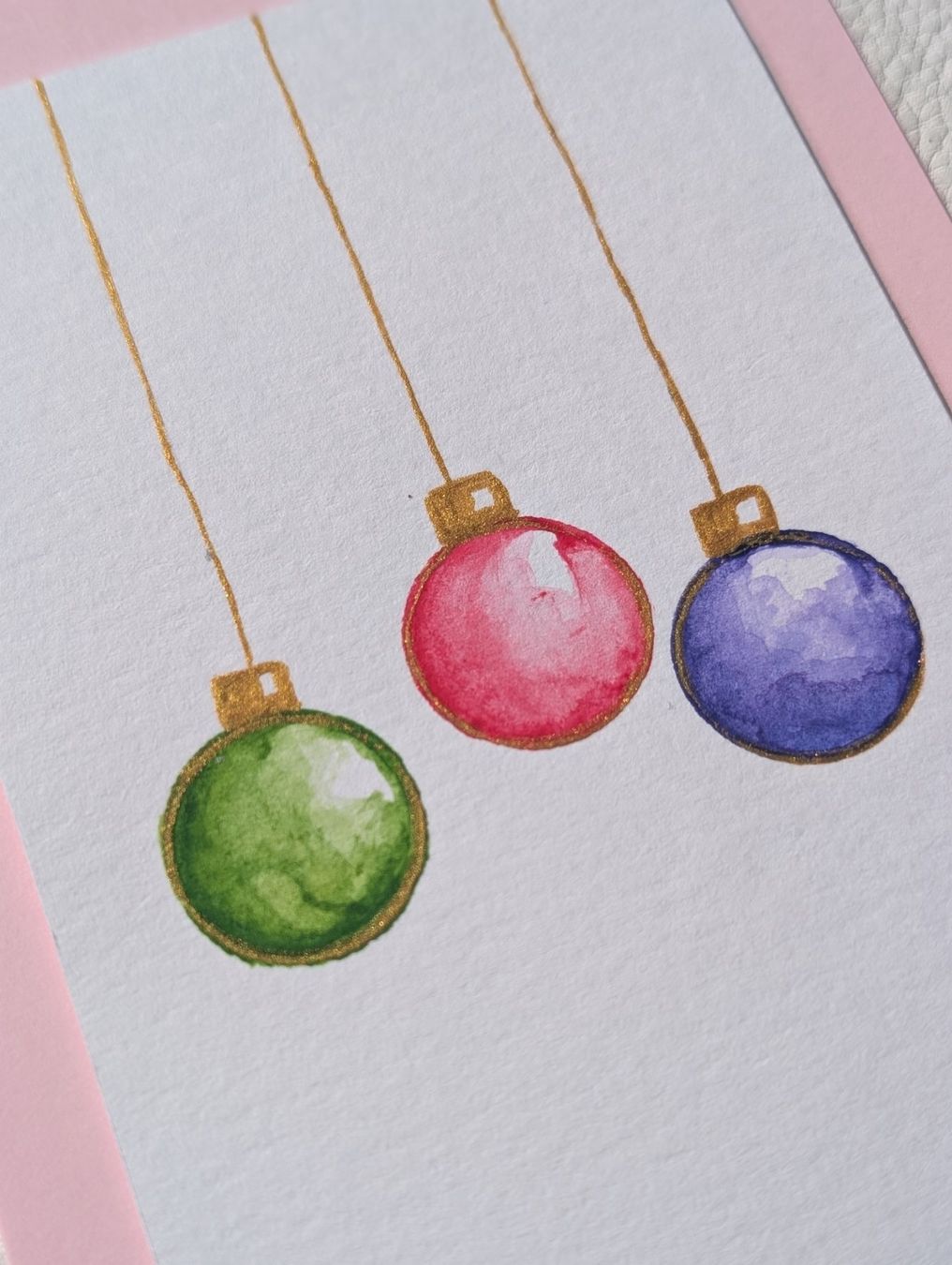 Karten: 2er Set Weihnachtskarten Handgemalt – Aquarell Kugeln – Neu und originalverpackt aus Winterthur von LaVieColor 4