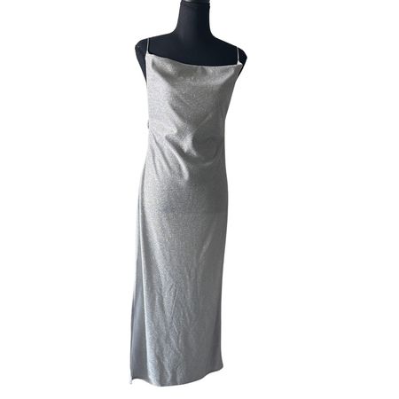 DESIGNER-MIDI-PARTYKLEID SILBER GLITZER M