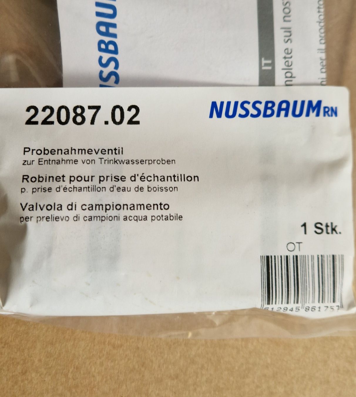 Robinetterie: 1 Probenahmeventil, R.Nussbaum 22087.02 – Neuf avec emballage d'origine à Orpund par Seeland25 1