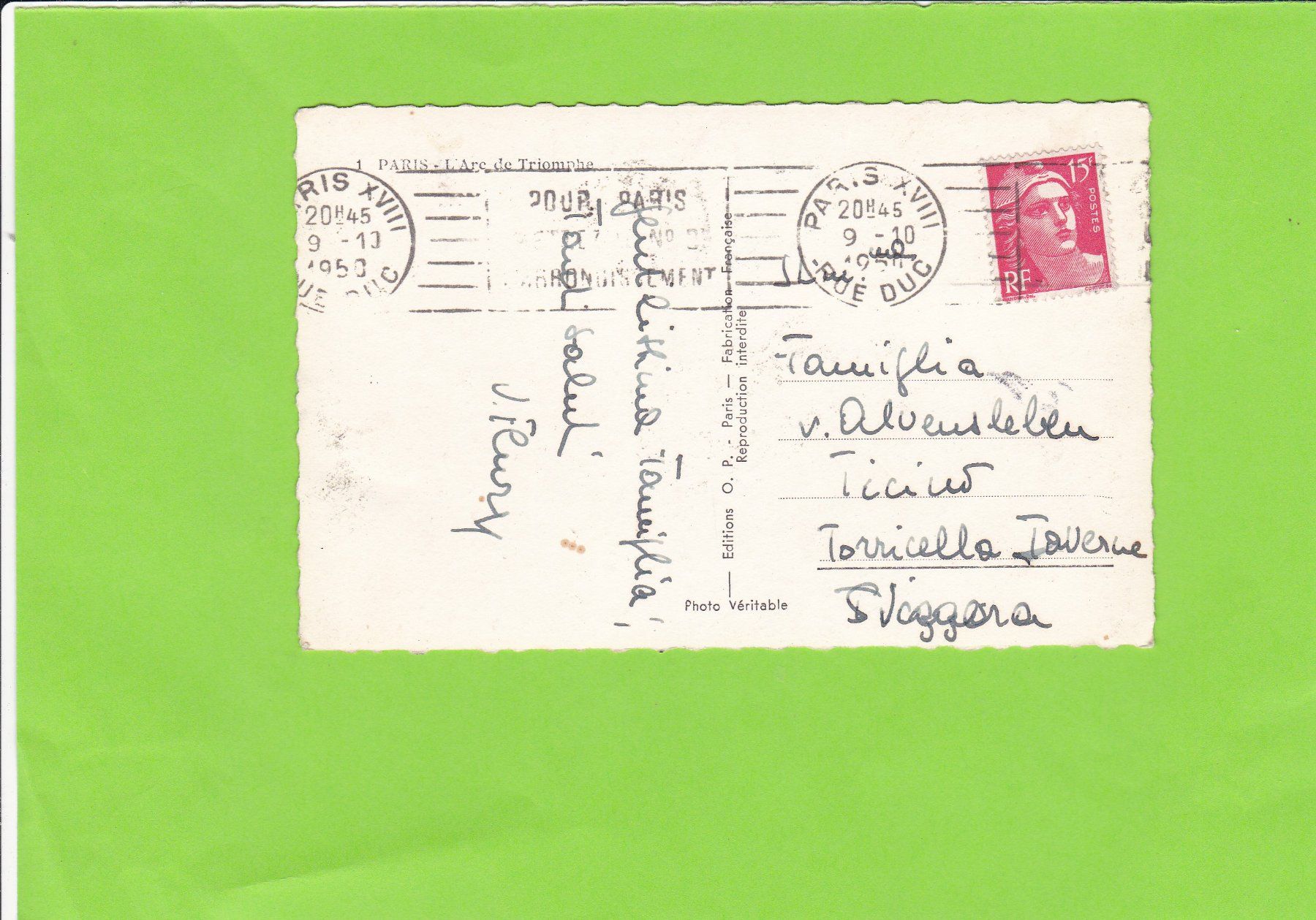 Cartoline postali: Paris-L'Arc de Triomphe – Usato da St. Peterzell venduto da neckertal 1
