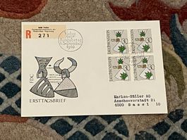 1 Erstagsbrief LI Einschreiben Viererblock 1966