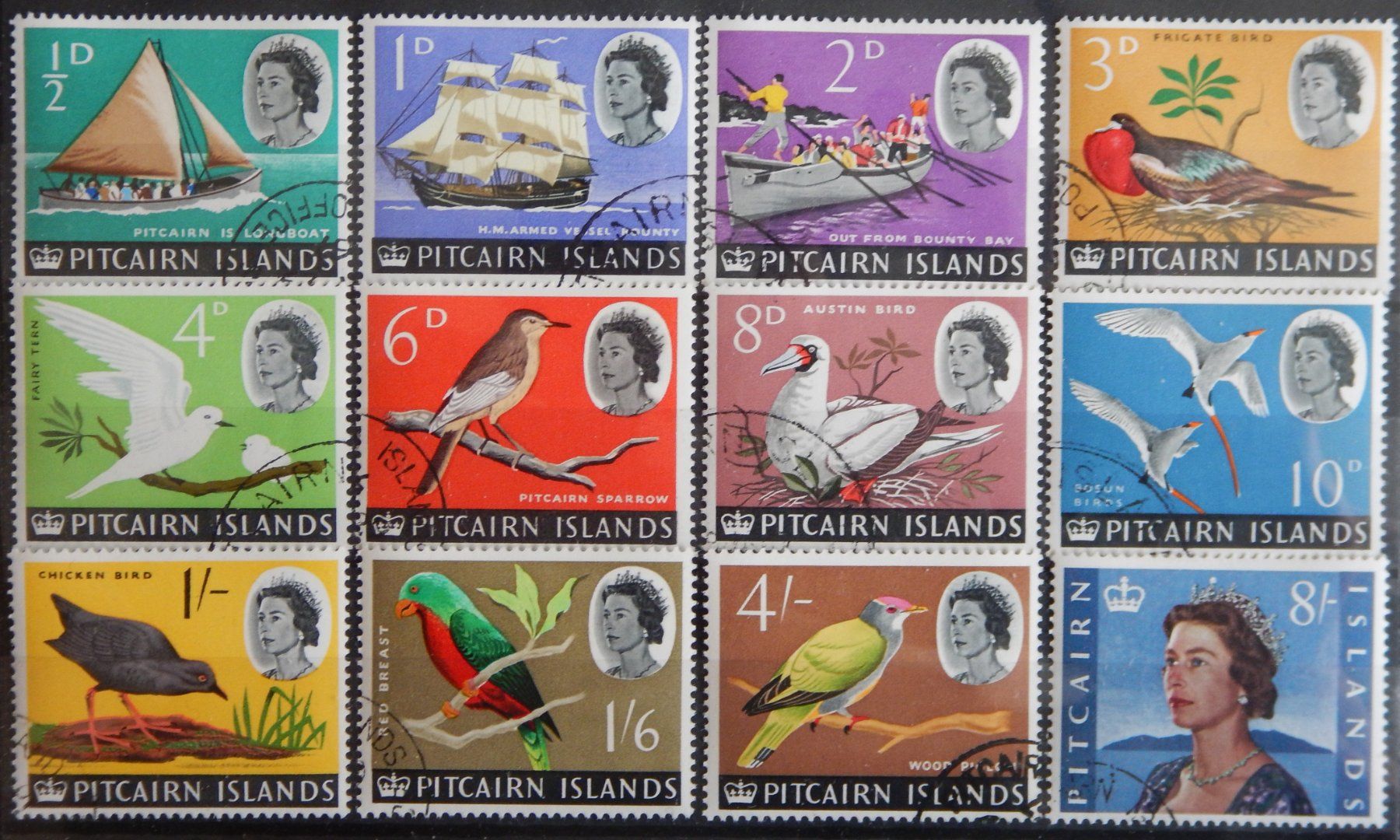 Tutti i francobolli: Pitcairn Islands British ex. Kat. 39-51 gest. 1964 – Usato da Zürich venduto da Muehlekauf