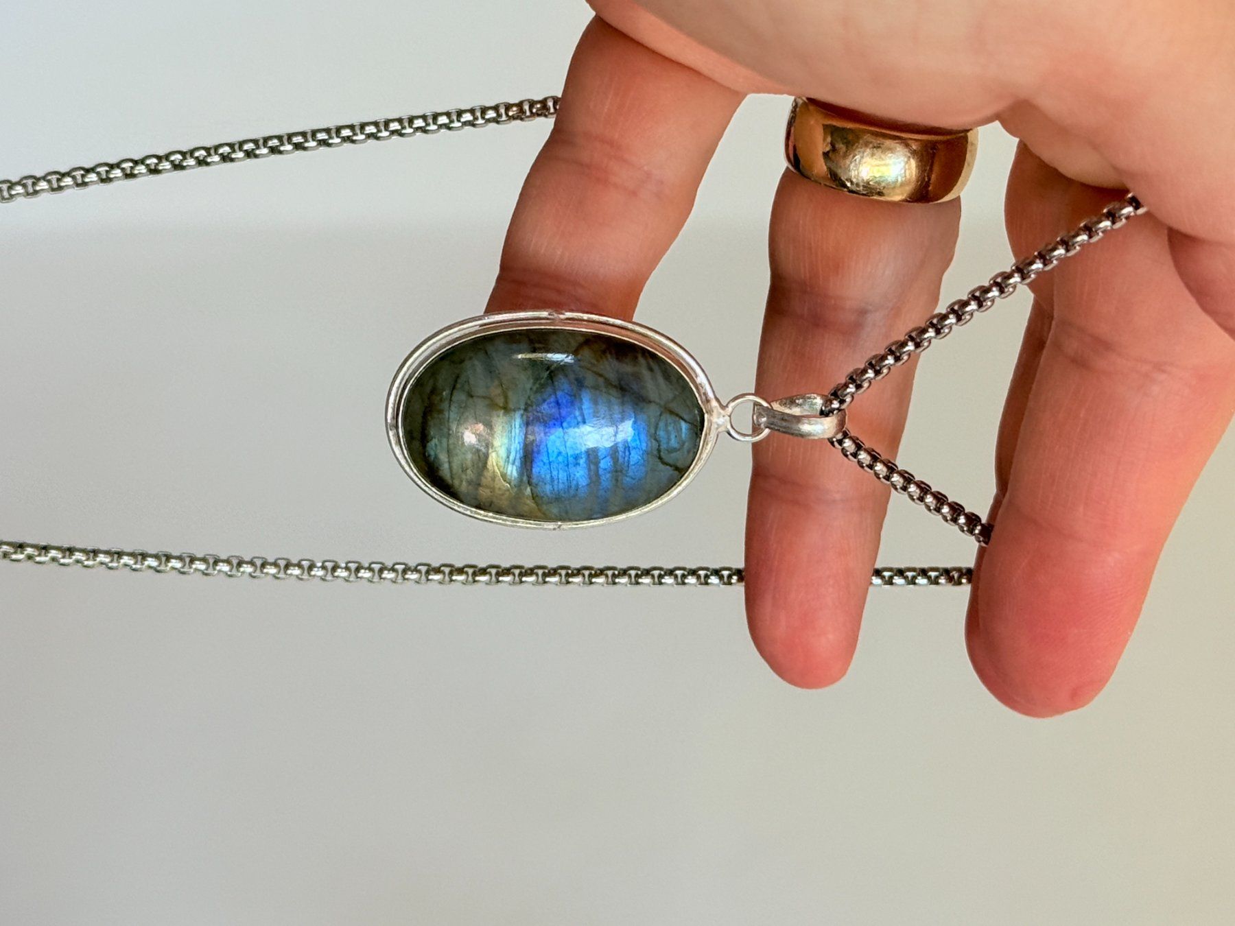 Catenine: Pendentif Labradorite , chaîne longue élégante – Nuovo e nell'imballaggio originale da Genève venduto da AWWA 6