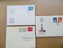 3 Briefe Postgeschichte 1960 + Baudenkmäler 1966