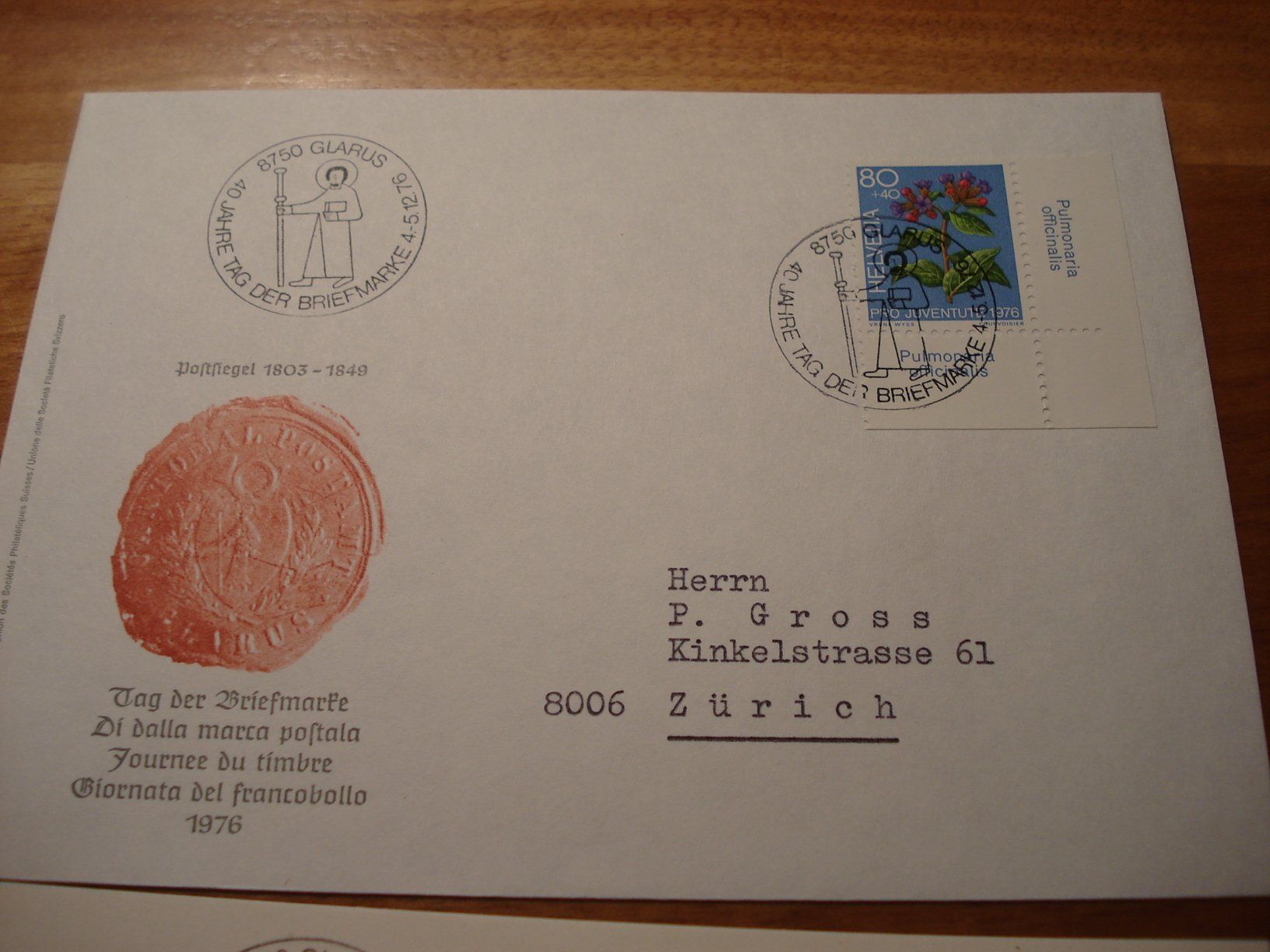 Tutti i francobolli: Tag der Briefmarke 1976 Glarus, Brief + Karte – Usato da Niederwil AG venduto da morostahu