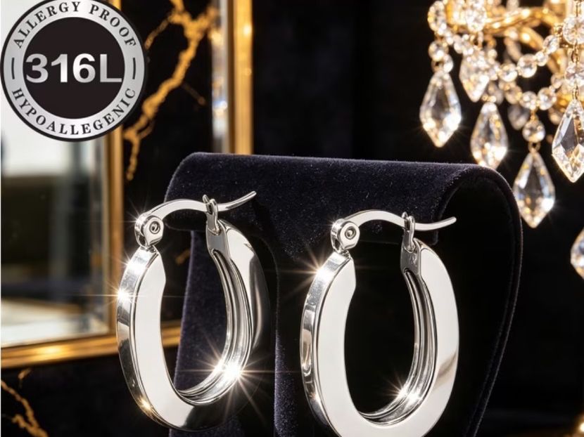 Orecchini pendenti & Orecchini a lobo: Luxus Elegante Creolen Edelstahl Ohrstecker Farbe Silber – Nuovo (secondo la descrizione) da Biel-Bienne venduto da Roserosse13 3