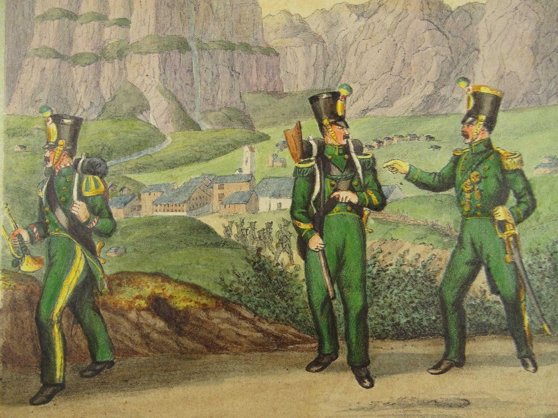 Grafica & Litografie: MILICES VALAISANES, LITHOGRAPHIE UM 1890 – Usato da Grüningen venduto da Kartensammler 3