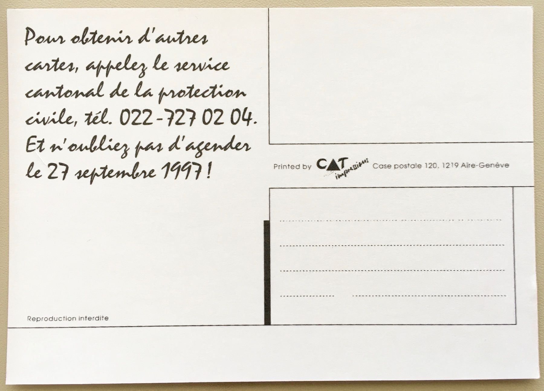 Cartoline postali: Carte postale 30 ans CIFP Genève – Nuovo (secondo la descrizione) da Carouge GE venduto da pierre956 1