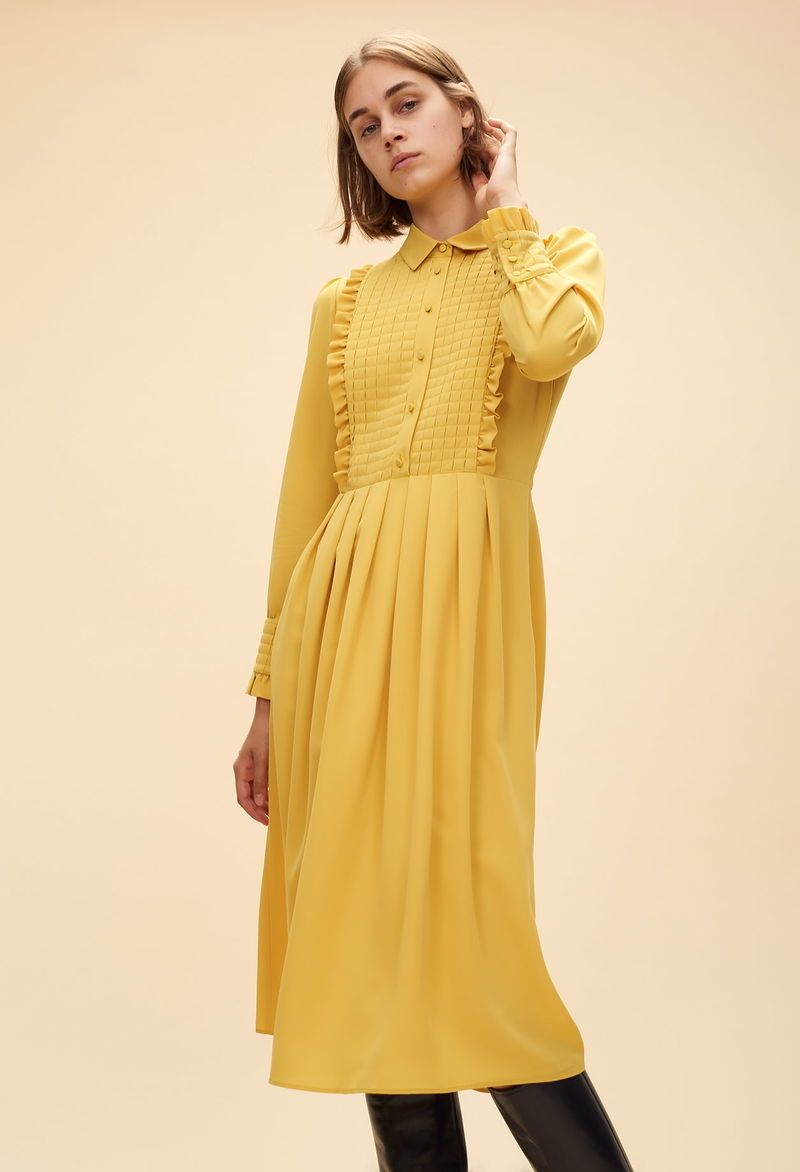 Claudie Pierlot Vestiti: Robe Claudie Pierlot, jaune, taille 36 – Nuovo (secondo la descrizione) da Morges venduto da sandy069 5