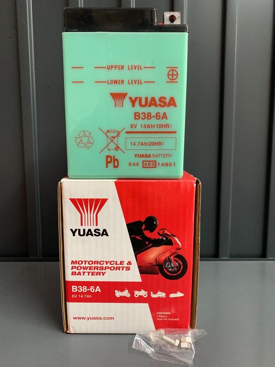 YUASA B386A 6V 14Ah Conventional Battery – No Acid – Jawa 360/361/623/633, Matchless 250 – Japan Made