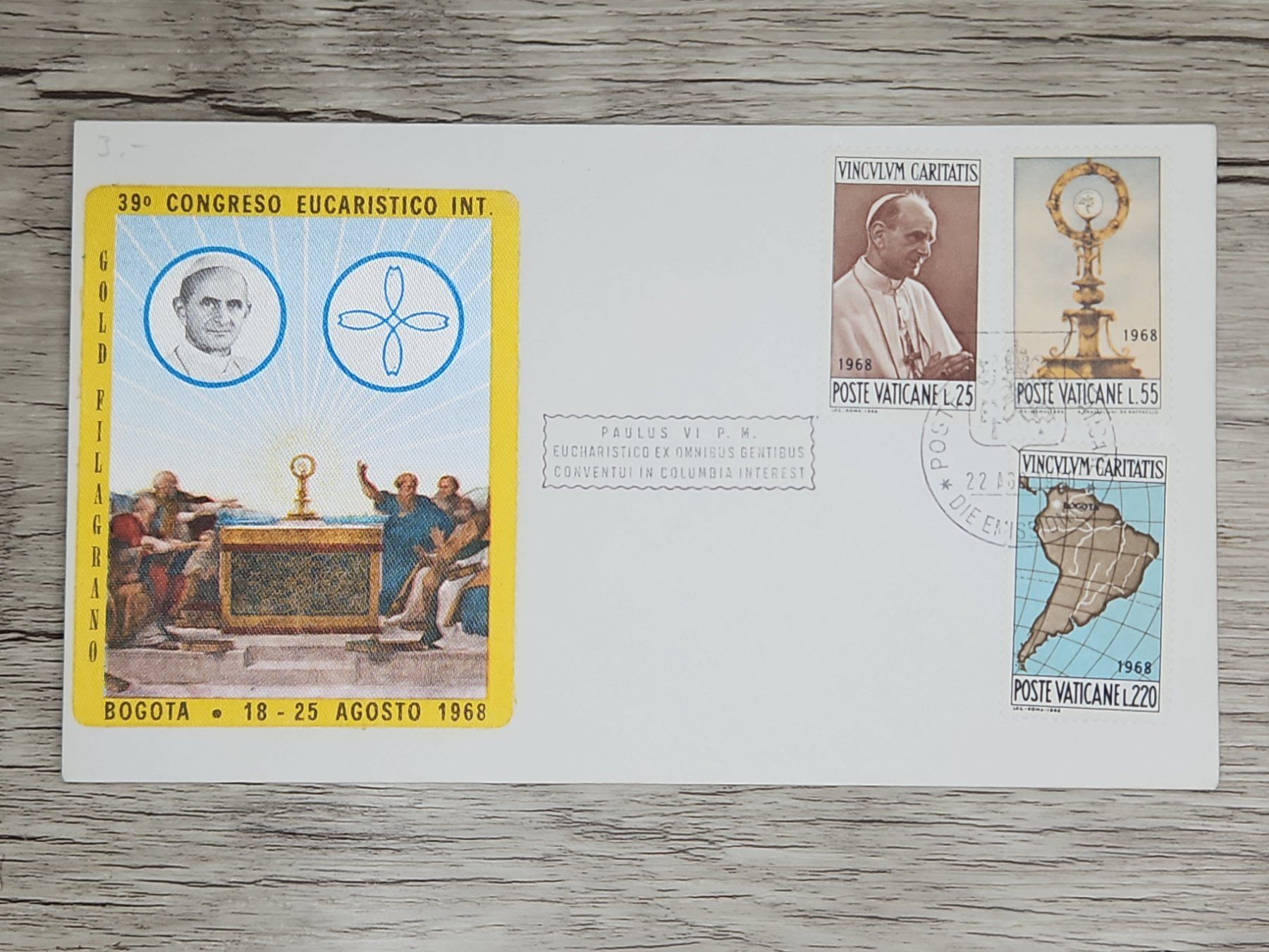 Tutti i francobolli: CL05 Enveloppe + Timbre Poste Vaticane 1968 – Usato da Cousset venduto da Patrick_Collections