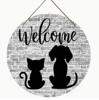 Welcome Schild Hund / Katze (Holz)