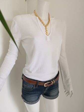 🤩MANGO LANGARM STRICK-T-SHIRT WEISS