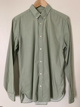 Jaeger Mens Luxury Shirt, Size M, Cotton, Green, Wedding