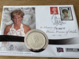 Diana Princess of Wales Gedenkbrief mit Medaille