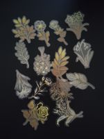 stickers autocollant scrapbooking fleur feuillage doré