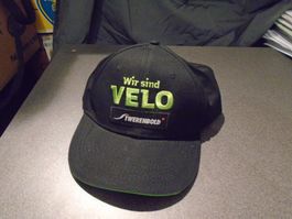 Mütze, One Size, schwarz, Aufschrift: Wir sind Velo