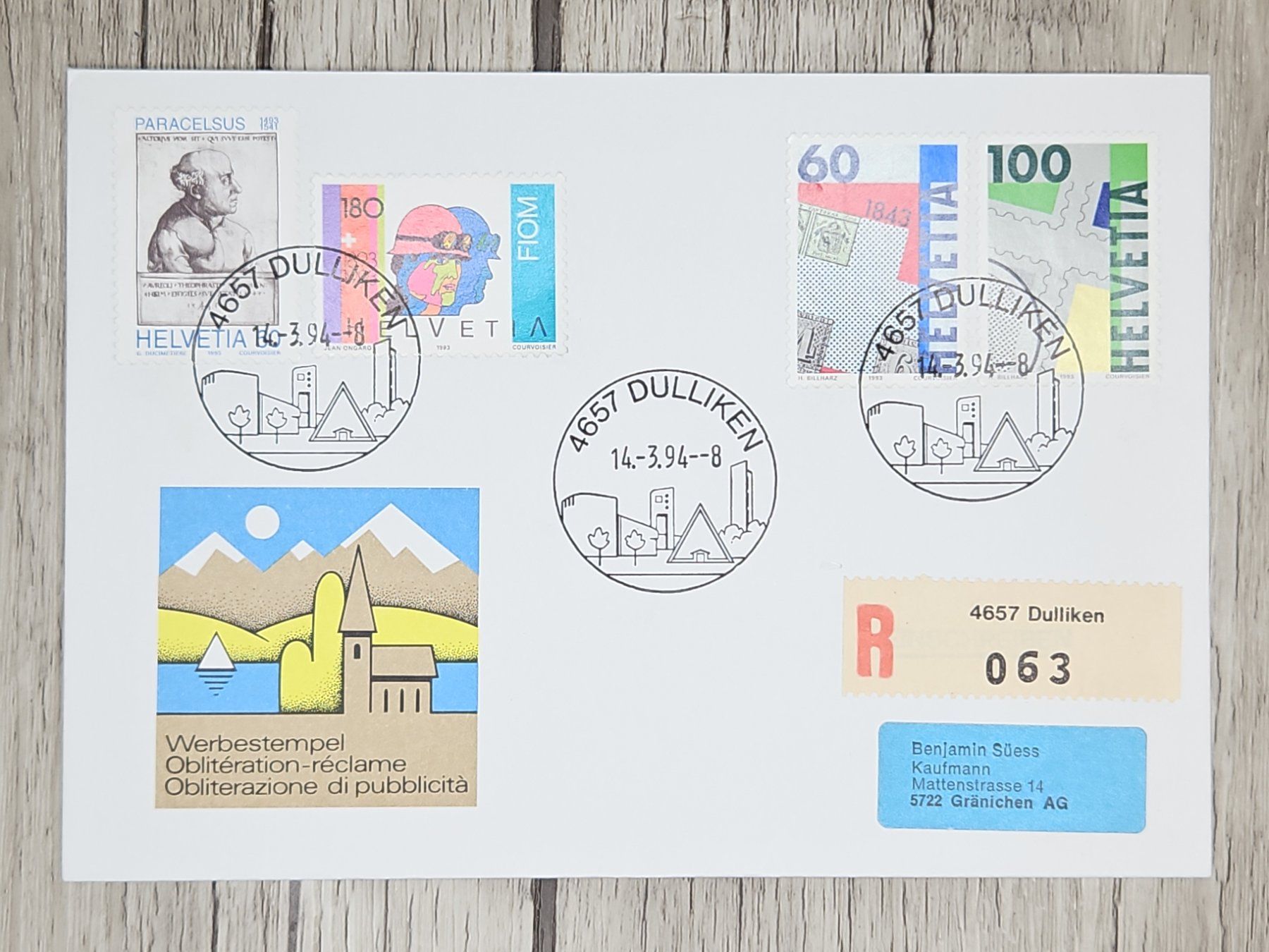 Tutti i francobolli: CL11 Enveloppe + Timbre Suisse 1994 – Usato da Cousset venduto da Patrick_Collections