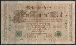 DEUTSCHES REICH - REICHSBANKNOTE - 1000 MARK, 21. APRIL 1910