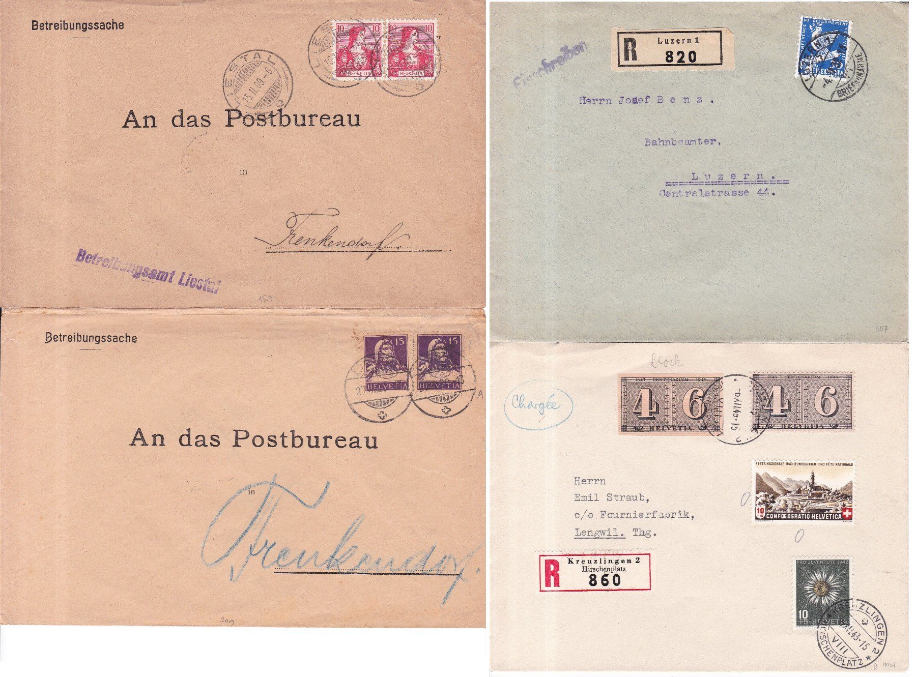 Alle Briefmarken: 35 Stk. Alte CH Briefe, Belege – Gebraucht aus Münchwilen AG von Nesar 2